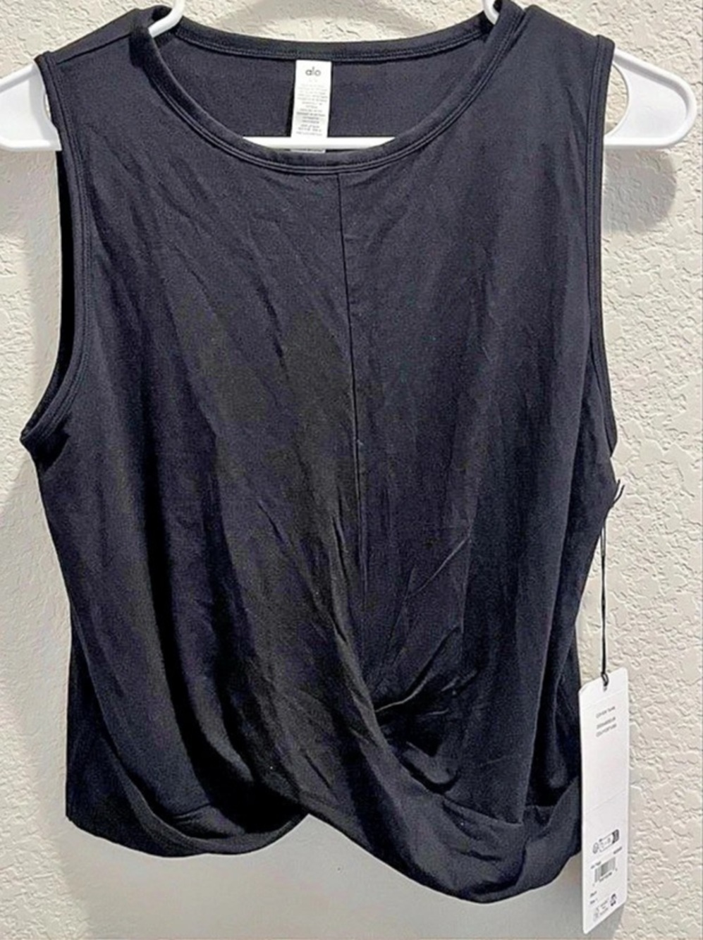 alo Cover Tank Twist Front Tank Black Large NWT